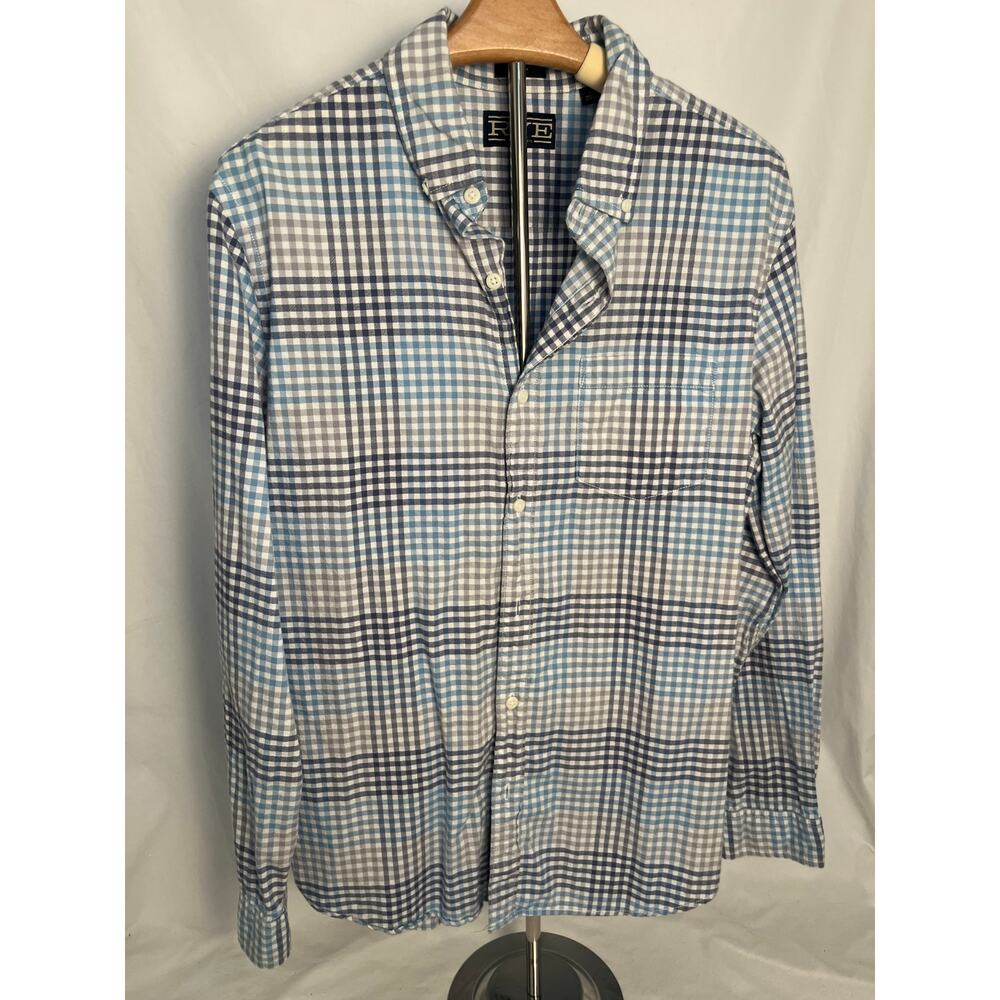 Rye by Hawker Rye Button Down Shirt Large Slim Fit Blue Plaid Lightweight